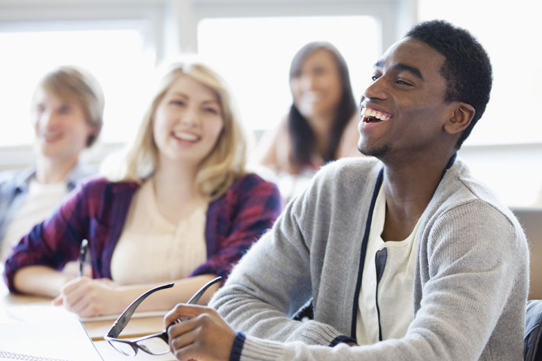 College students attending class